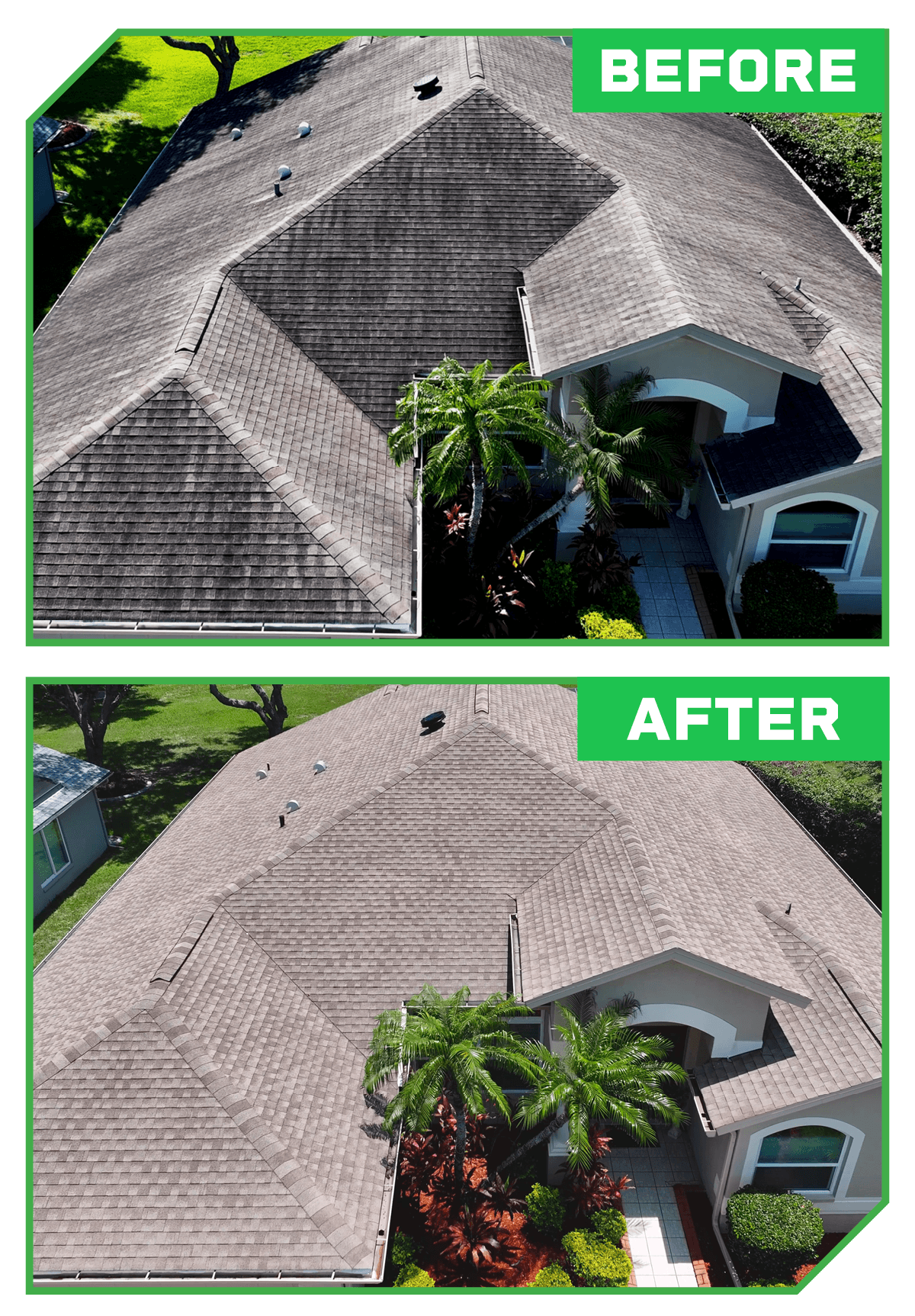 Comparison of roofing materials at different stages of aging